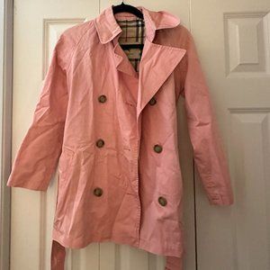 Light Pink Burberry Short Belted Trench Coat